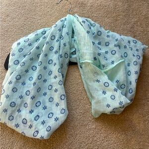 Llight green with blue flowers  Infinity Scarf